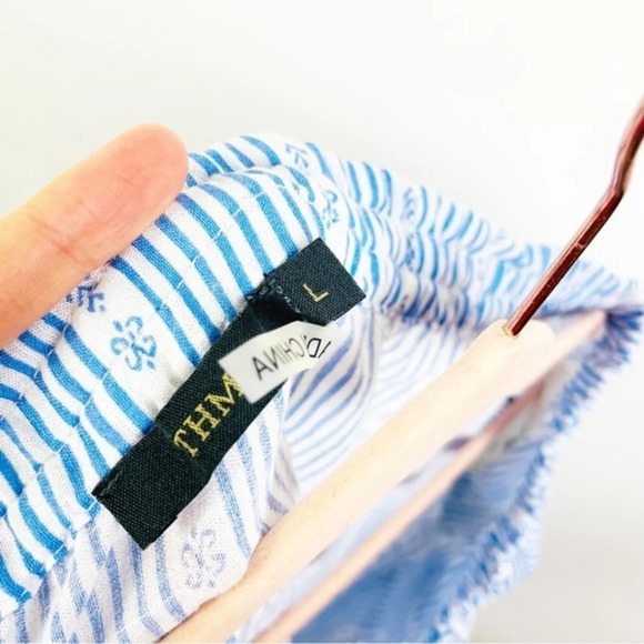 THML Blue Embroidered Top Off The Shoulder Size Large - Picture 7 of 7